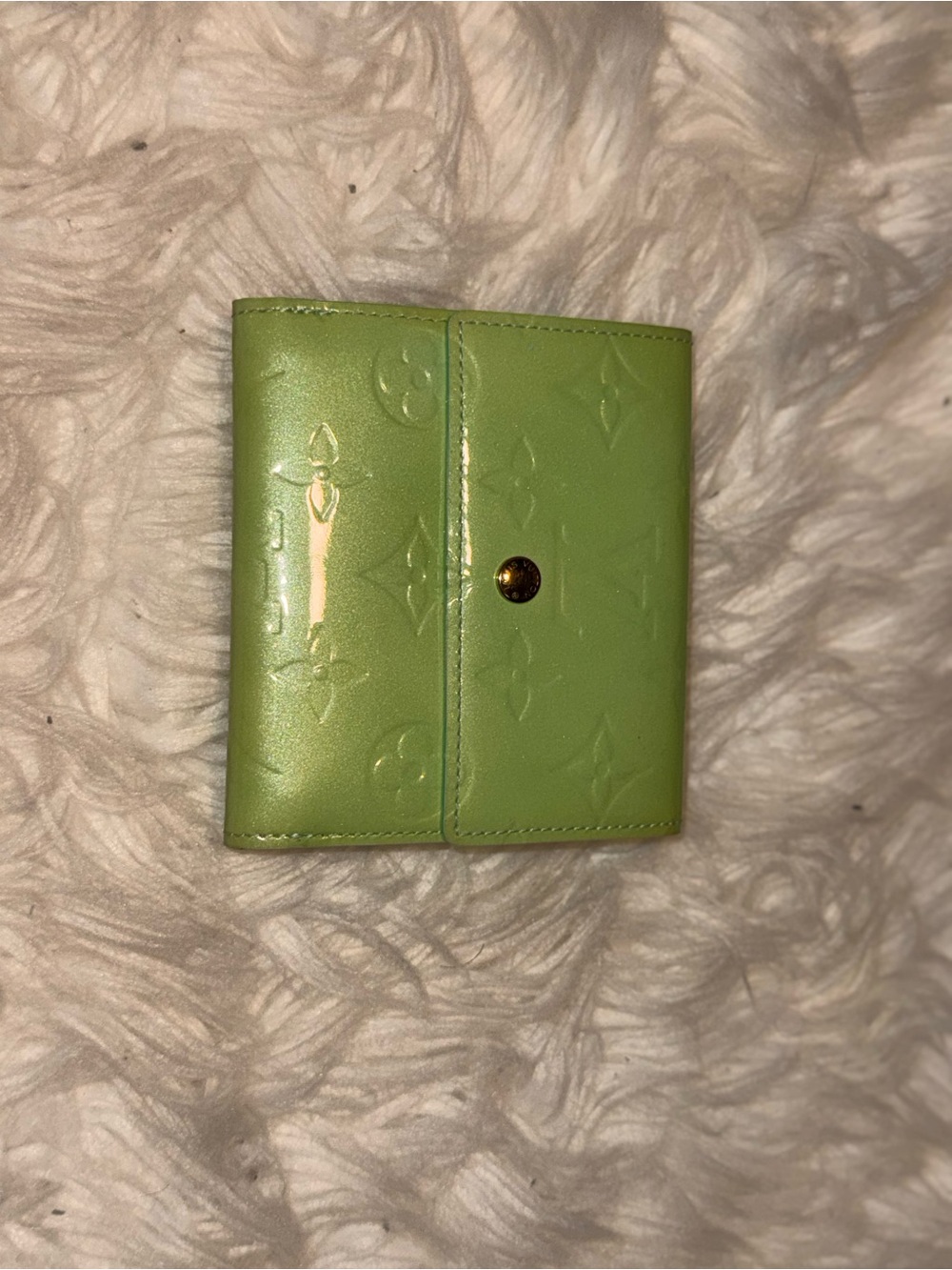 Louis Vuitton Green Vernis Elise Wallet + Dust Bag